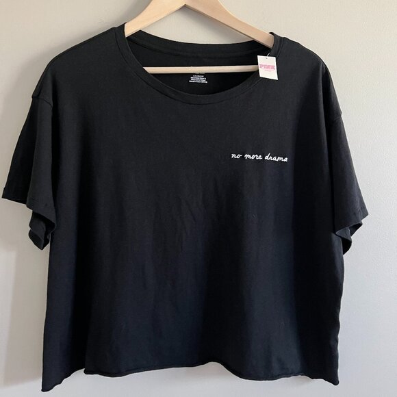 NWT | Victoria’s Secret PINK "No More Drama" Cropped Graphic Tee | Size Large - Picture 2 of 8